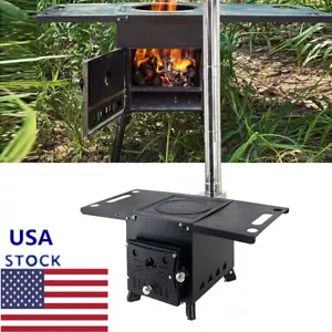 Tienda de campaña al aire libre estufa de leña portátil plegable calefacción leña quema barbacoa - Imagen 1 de 15