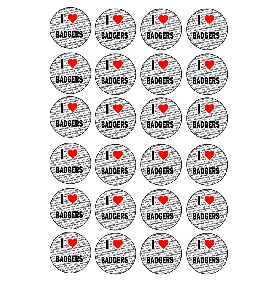 AK GIFTSHOP I Love Badgers 24 Stickers - Craft Reward Party Bag Stocking Fillers