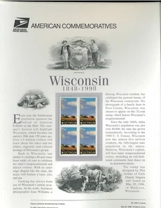 USPS COMMEMORATIVE PANEL #539 WISCONSIN STATEHOOD #3206 - Picture 1 of 1