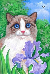 4x6 LE POSTAL RYTA ESTILO VINTAGE ARTE 2/200 MUÑECA DE TRAPO GATO VERANO IRIS FLOR SOL - Imagen 1 de 1