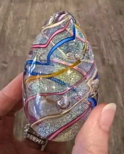 Glass Eye Studio Vintage 1997 Egg Paperweight, Iridescent & Sparkling, Signed - Picture 1 of 10