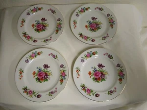 Aladdin Dresdenia Floral Pattern Gold Trim Bread Plates 6 1/4" Set of 4 Plates - Picture 1 of 6