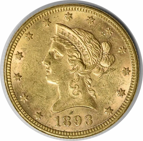 1893 $10 Gold Liberty Head AU Slider Uncertified #317 Cover