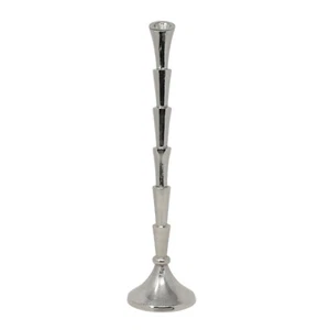 Candlestick 40cm Silver Aluminium Taper Candle Holder Dining Table Centrepiece - Picture 1 of 3