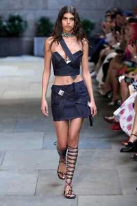 Area NYC Mini Denim Embellished Skirt RUNWAY Style Sz US2 NWT SSENSE Desordre - Bild 1 von 5