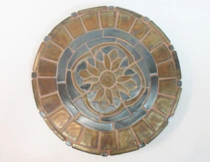 Old Gold Geometric Mosaic, Wall Art / Trivet, Handmade Ceramic Mosaic Art  8 dia - Picture 1 of 4