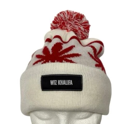 Wiz Khalifa White Red Beanie Hat One Size Fits All - Image 1 of 4