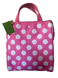 Kate Spade New York Insulated Lunch Bag Tote Pink & White Polka Dot New w Tag - Picture 1 of 8