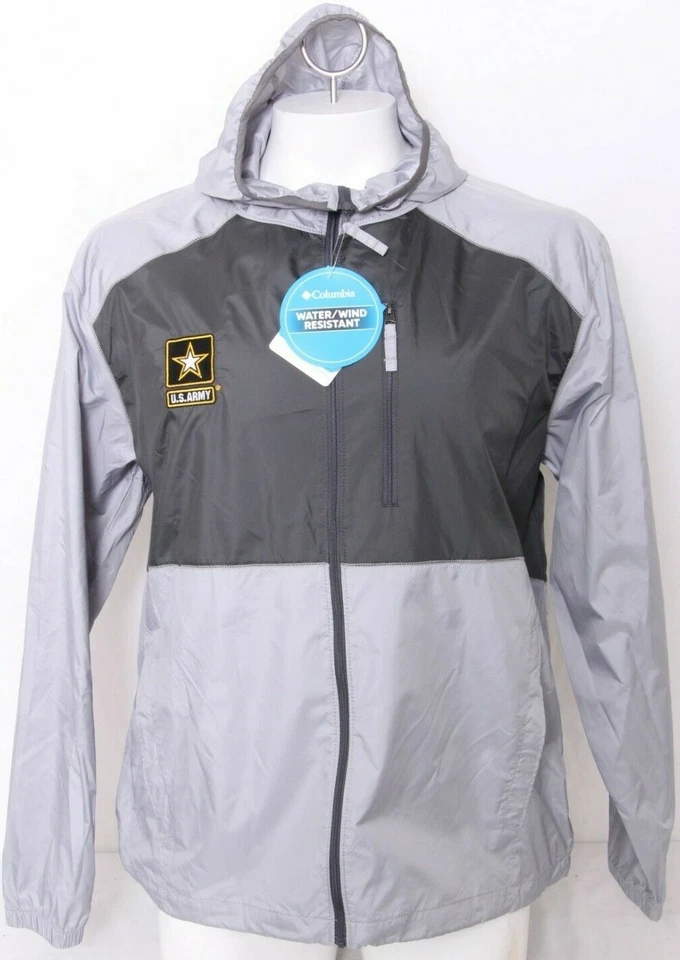 NEW Columbia U.S. Army lightweight Gray Flash Forward Windbreaker Jacket Men's L - Image 1 of 4