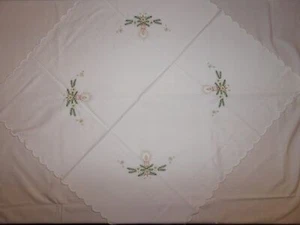 Mantel De Mesa De Algodón Hecho A Mano Bordado Navidad Vintage - 77,5 X 77,5 Cm - Imagen 1 de 6