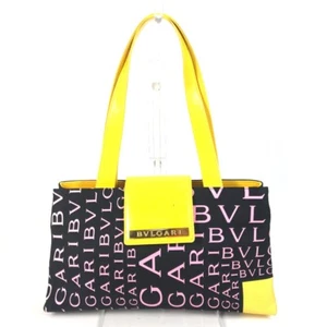 BVLGARI Overall handle Bag Handbag Logo Plate Shoulder Bag yellow/pink - Picture 1 of 16