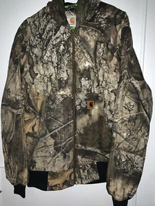 Giacca con cappuccio mimetica Carhartt rielaborata full zip stampa vero albero - Uomo Medium - Foto 1 di 6