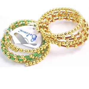 2 pulseras con cuentas en espiral 1x verde y 1x marrón para todos - Imagen 1 de 1