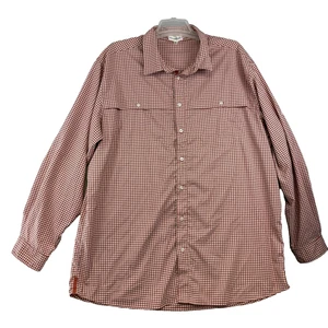 Camisa TravelSmith Para Hombre 2XL Marrón Blanco Cuadros Guinga Manga Larga Abotonada XXL - Imagen 1 de 16