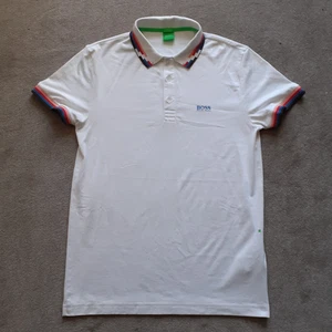 HUGO BOSS Men's White Cuff & Collar Detail Polo Shirt Size Small - Picture 1 of 9