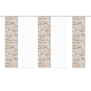 5-teiliges Schiebevorhang-Set WALLI - naturfarben - je 60x245 cm - Bild 1 von 3