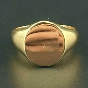 OVAL SIGNET RING 14K YELLOW GOLD 8.86 GRAMS SZ 9 - Picture 1 of 8