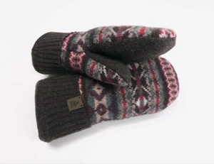 Upcycling braun Fair Isle Wollpullover Fäustlinge: Sherpa Fleece gefüttert (Erwachsene M) - Bild 1 von 8