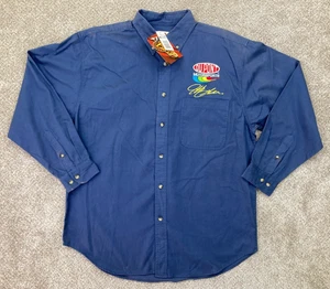 Jeff Gordon Shirt Men's Large Blue Button Up Long Sleeve Dupont Racing - NEW - Picture 1 of 14