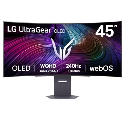 LG UltraGear 45GX90SA-B 45" Curved OLED WQHD 240Hz 0.03ms G-Sync Gaming Monitor - Image 1 of 4