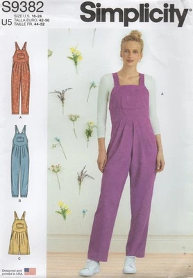 Simplicity Sewing Pattern 9382 Dungarees or Overalls Tie Back Size 16 - 24 New - Image 1 of 4
