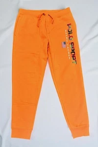 Ralph Lauren Polo Sport Pants Mens Large Orange Fleece Joggers Athletic Logo New - Picture 1 of 8