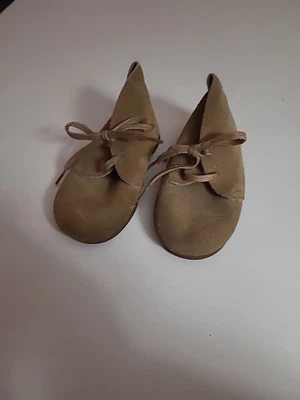 棕色皮革婴儿鹿花边高帮男童鞋 5 英寸长 — 第 1/4 张图片