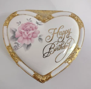 Vintage Happy Birthday Heart Shaped Jewelry Music Box, Made in Japan, works - Picture 1 of 10