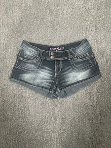 Vintage Angels Jeans Shorts Size 11 Distressed Stretchy Denim Two Button Cut Off - Picture 1 of 7