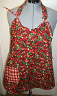 Handcrafted reversible apron one size fits most apples and burgundy/tan check