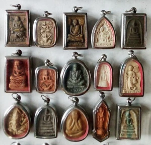 15 THAI BUDDHIST Buddha Buddhism Clay AMULET Jewelry Charms Pendants - Picture 1 of 2