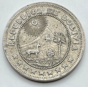 1937 Bolivia 10 Centavos Coin - Bolivian Ten Cents World Coin - Ships Free - Picture 1 of 4