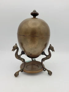 Hervidor de huevos de cobre calentador con patas figurativas avestruces siglo XIX - Imagen 1 de 11