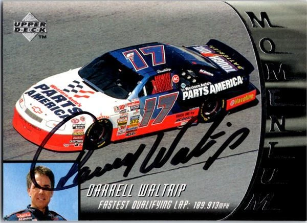 Darrell Waltrip signed NASCAR Card Auto Racing, SC 1996 Upper Deck Momentum #67 - Image 1 of 1