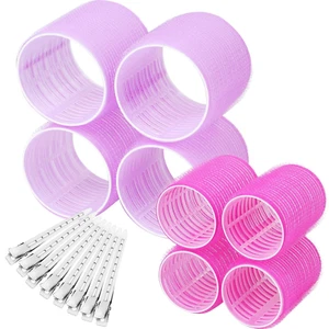 Self Grip Hair Rollers Curlers 16 Pcs Set with 8Pcs Hair Rollers 2 Sizes (4 Jumb - Picture 1 of 12