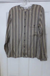 Spitalnick &Co Vintage Silk Blouse Size 10 Striped NWOT LS - Picture 1 of 3