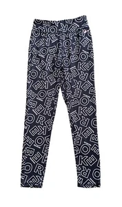 REEBOK Girls Youth Size 10 Black White Logo Athletic Gym Workout Leggings Pants - Picture 1 of 5