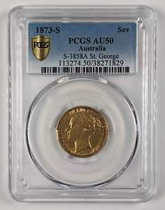 1873 S Australia Gold Sovereign PCGS AU50