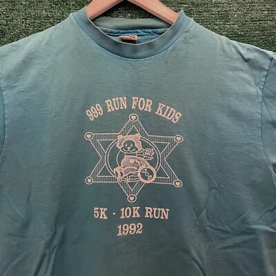 Camiseta vintage 999 Run For Kids para hombre puntada única yunque manga corta talla XL Foto 1 de 4