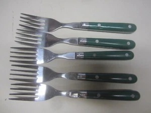 LOT OF 5 WF WASHINGTON FORGE HUNTER GREEN SALAD FORK FLATWARE 6 3/4 " - Picture 1 of 6