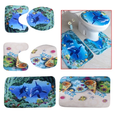 Badteppich 3 Teilig Set Badematte Badvorleger Badgarnitur Duschvorleger WC og - Bild 1 von 2