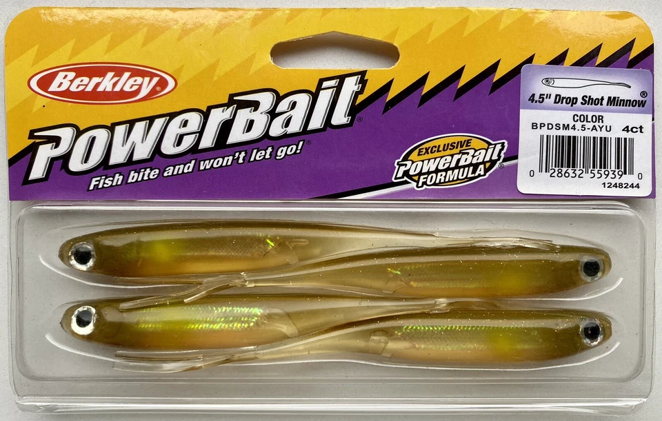 Berkley Powerbait Drop Shot Minnow 4.5" 11,5cm 4-Stück AYU Gummifisch V-Tail - Bild 1 von 1