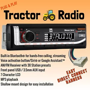 Bobcat Tractor Direct Plug & Play Stereo Radio AM FM Bluetooth Voice AUX MP3 - Picture 1 of 5
