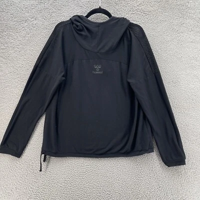 Sudadera con Capucha de Malla Hummel Mujer Pequeña Negra Ligera Pullover Ropa Activa Gimnasio Salón* Foto 1 de 4