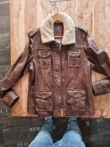 Superschöne Gipsy Lederjacke Gr.XXL braun Fellkragen - Bild 1 von 4