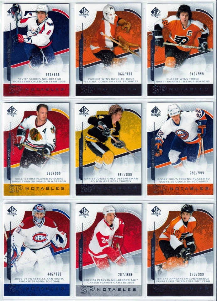 2008-09 SP Authentic SP NOTABLES COMPLETE SET xxx/999 (101 - 160) Missed #152 - Image 1 of 4