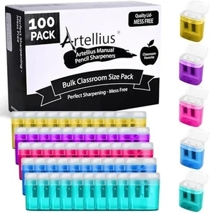 100 Pack Pencil Sharpeners Bulk, Double Hole Pencil Sharpener for School and Cla - Picture 1 of 12