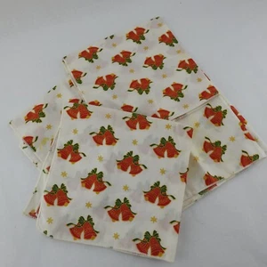 Set 4 pezzi tovaglioli di stoffa natalizi vintage campane oro rosso - Foto 1 di 2