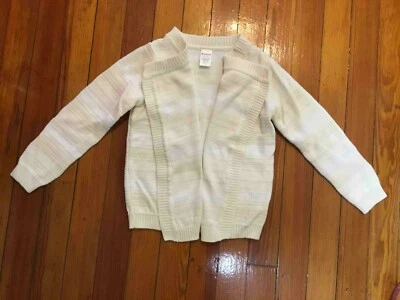 Cardigã infantil Gymboree frente aberta manga longa branco-amarelo claro tamanho P (5-6) - Imagem 1 de 4