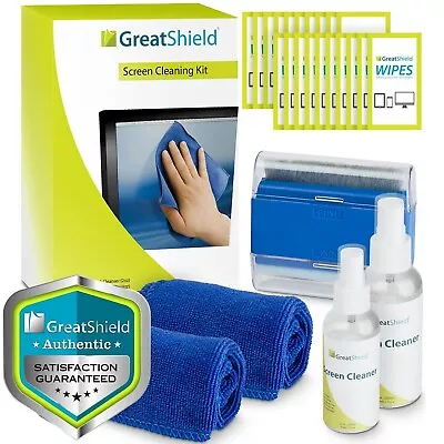 GREATSHIELD 6in1 Screen Cleaning Kit Cloth Wipe Brush TV Tablet Laptop Computer Lens Cleaner